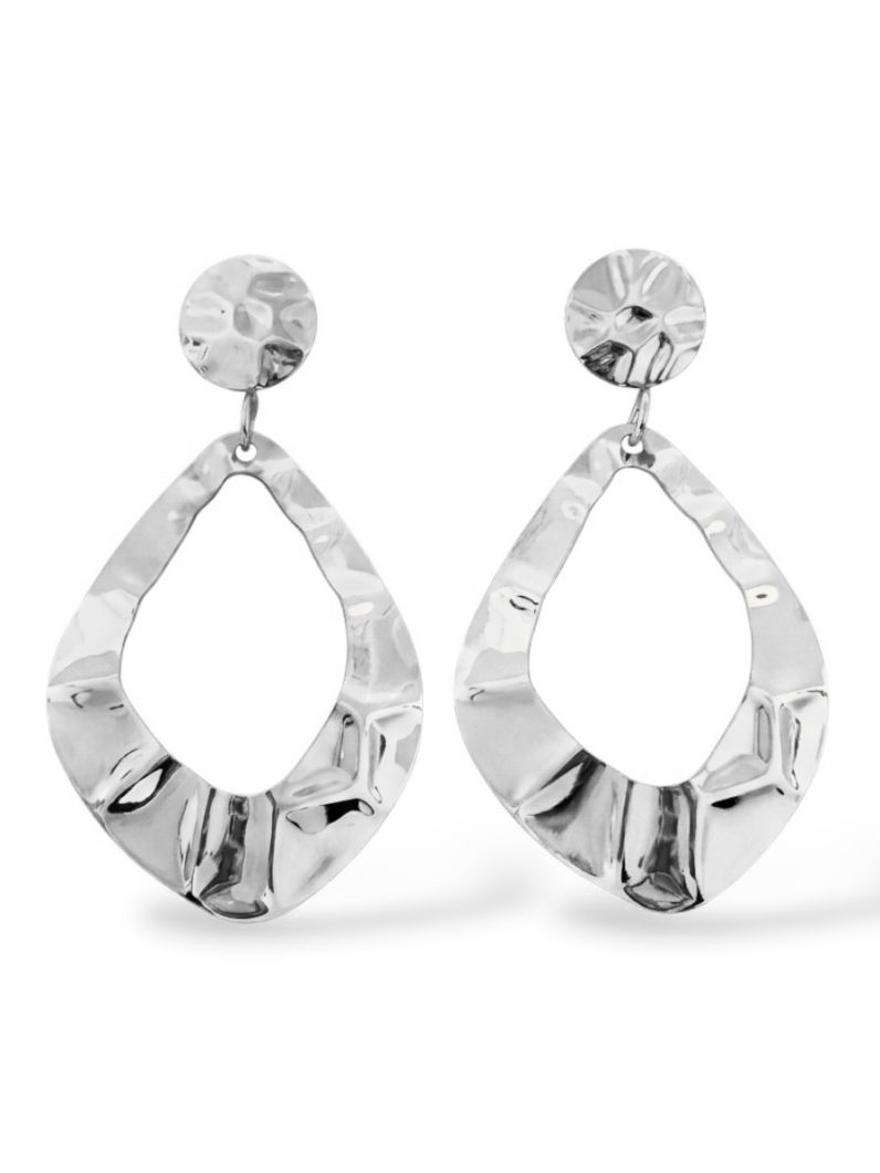 Brinco Folheado a Ouro 18k e Prata Vazado Martelado