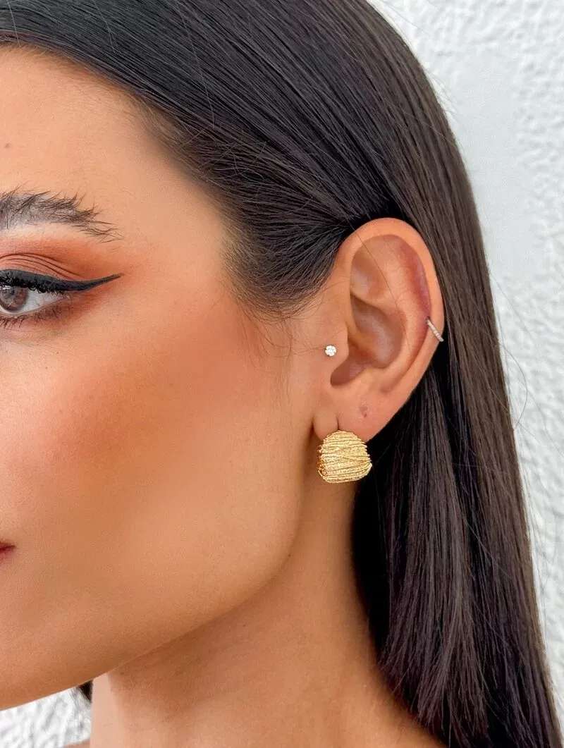 Brinco Folheado a Ouro 18k e Prata Vintage