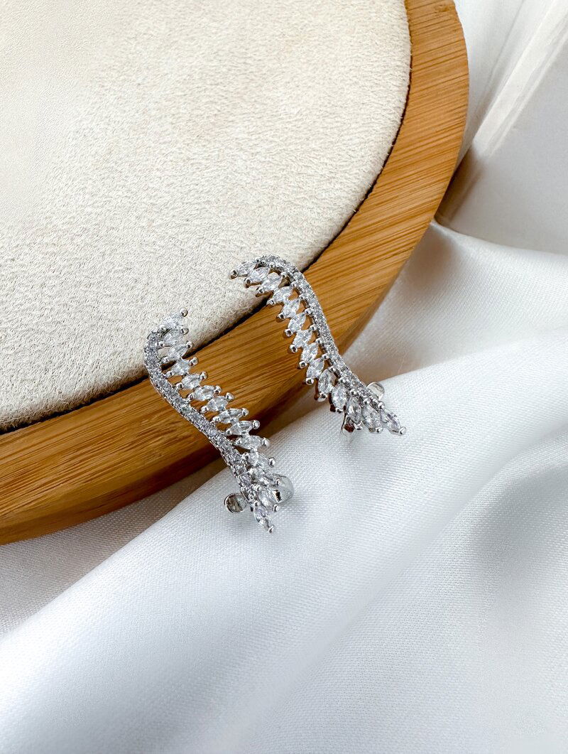 Brinco Folheado a Ouro 18k e Prata Zircônias Luxo