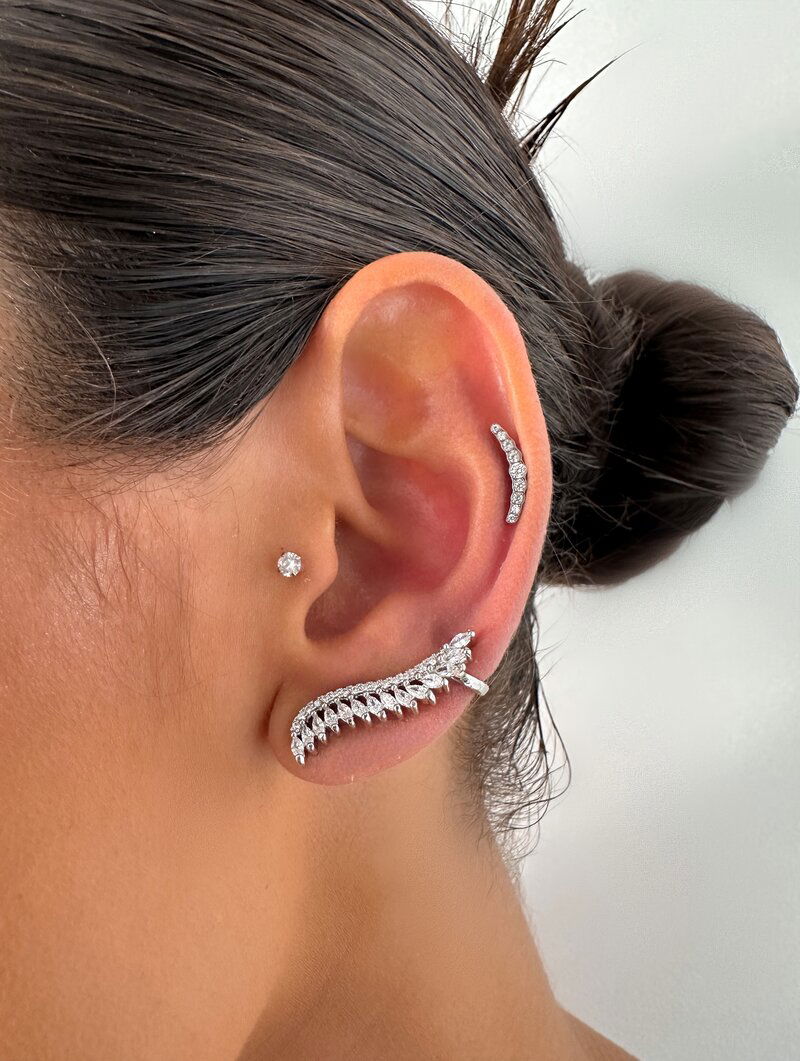 Brinco Folheado a Ouro 18k e Prata Zircônias Luxo