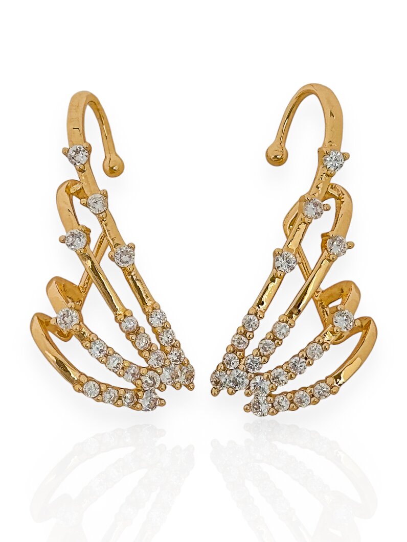 Brinco Folheado a Ouro 18k Ear Cuff com Zircônia