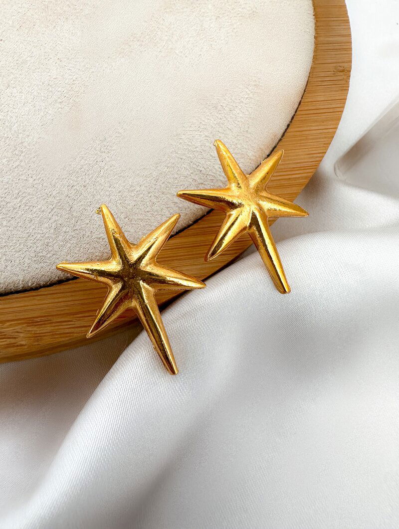 Brinco Folheado a Ouro 18K Estrela Lisa