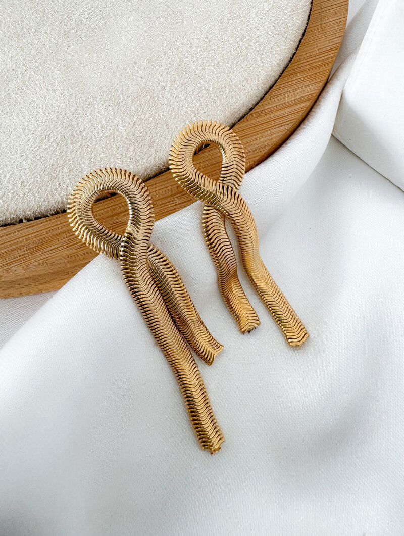 Brinco Folheado a Ouro 18k Fio de Malha