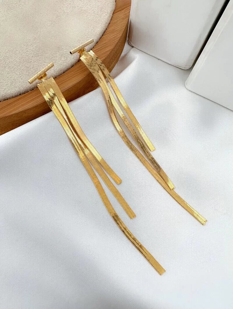 Brinco Folheado a Ouro 18k Fitas Laminadas