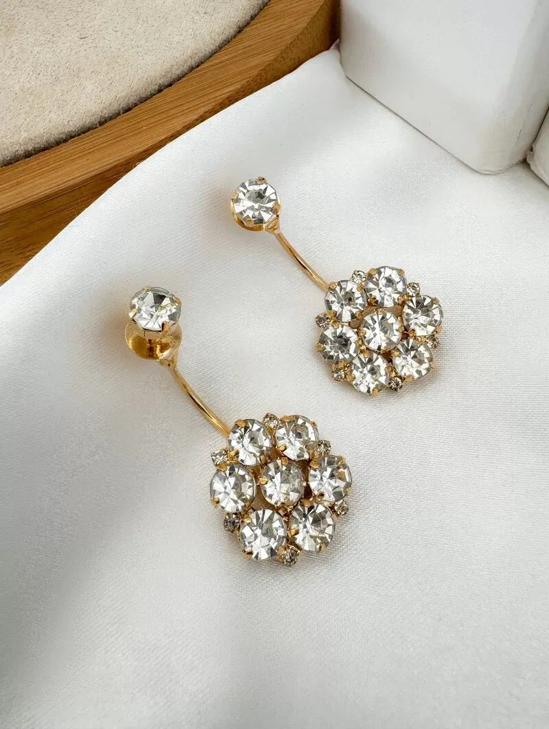 Brinco Folheado a Ouro 18k Flor de Zircônias