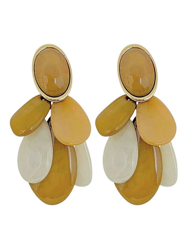 Brinco Folheado a Ouro 18k Flor Formas Resinadas