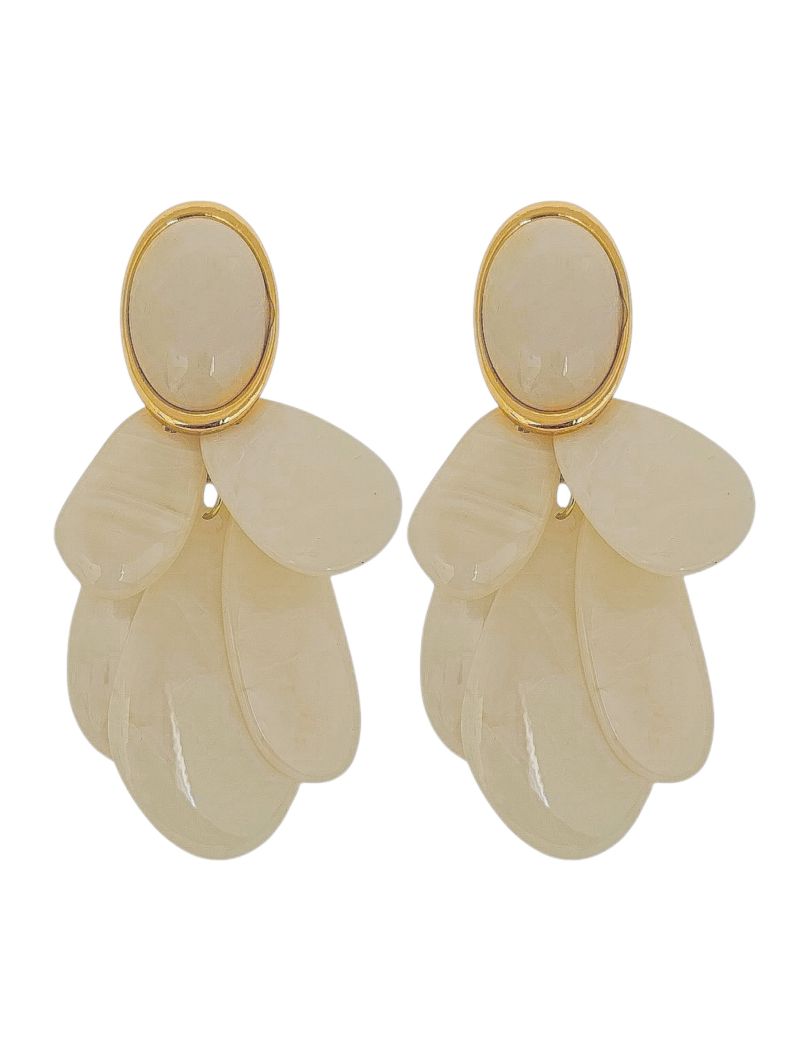 Brinco Folheado a Ouro 18k Flor Formas Resinadas