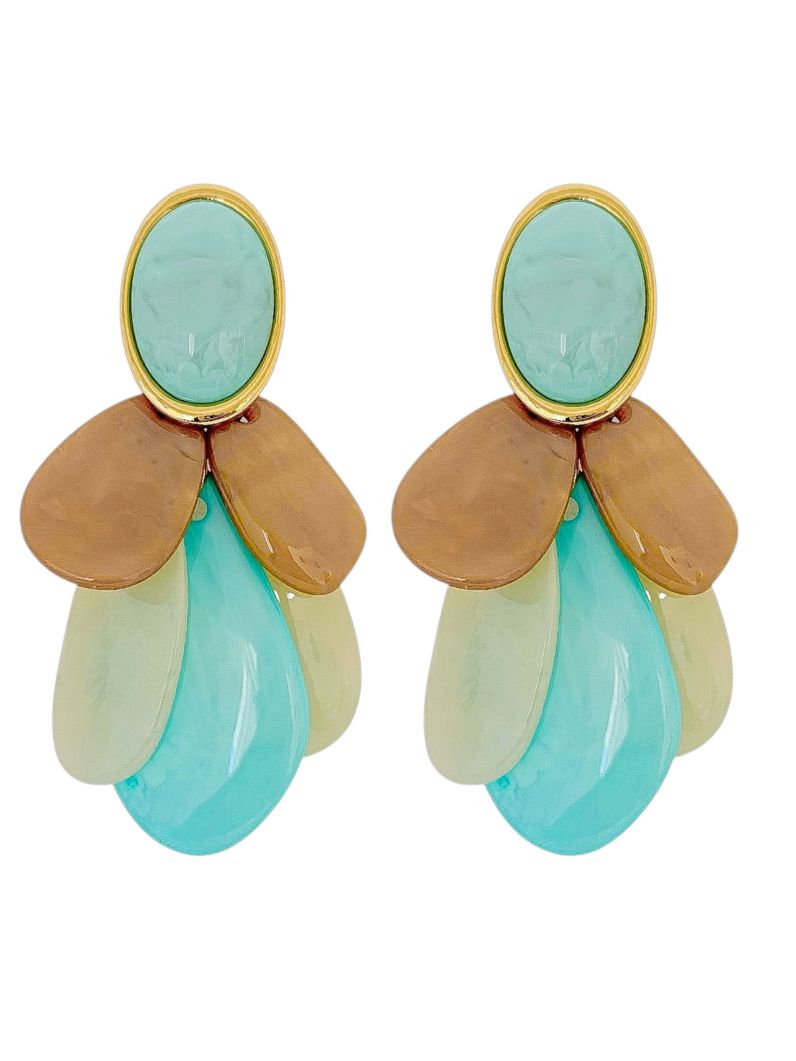 Brinco Folheado a Ouro 18k Flor Formas Resinadas