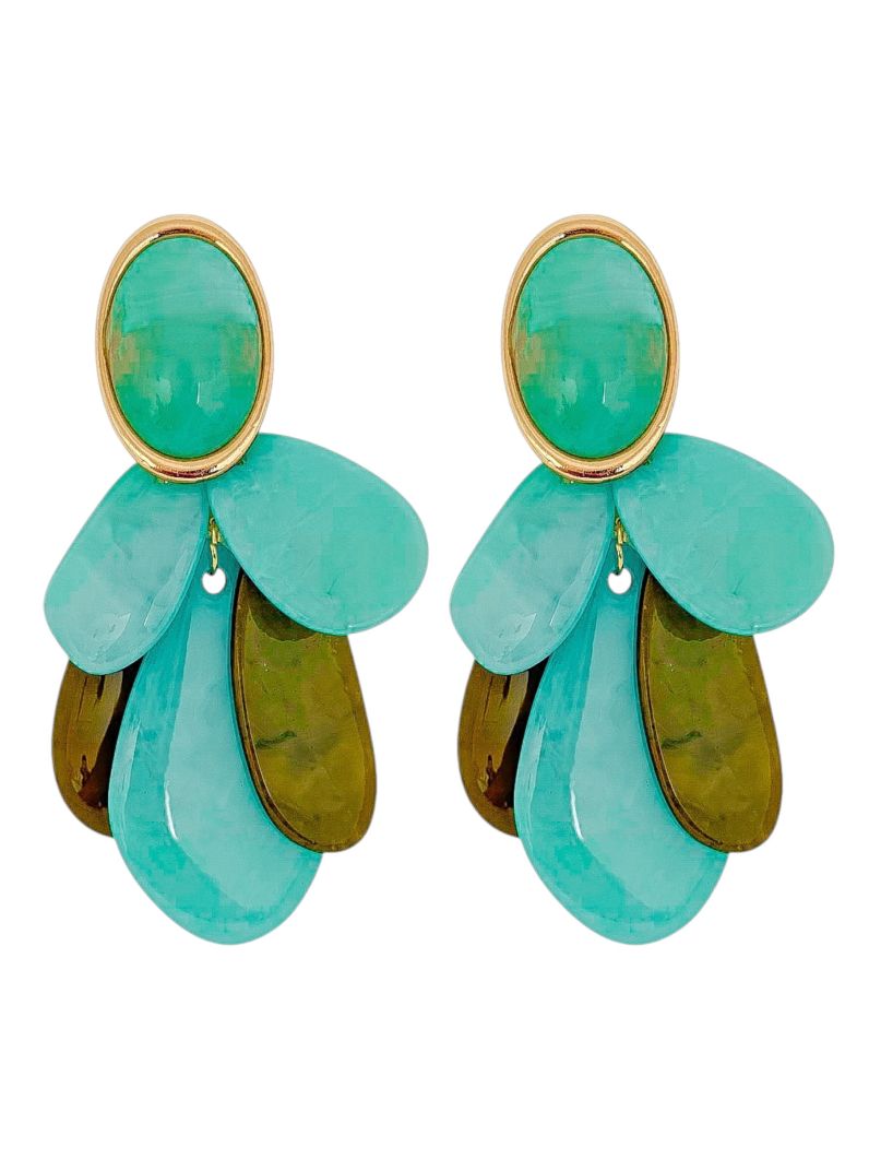 Brinco Folheado a Ouro 18k Flor Formas Resinadas