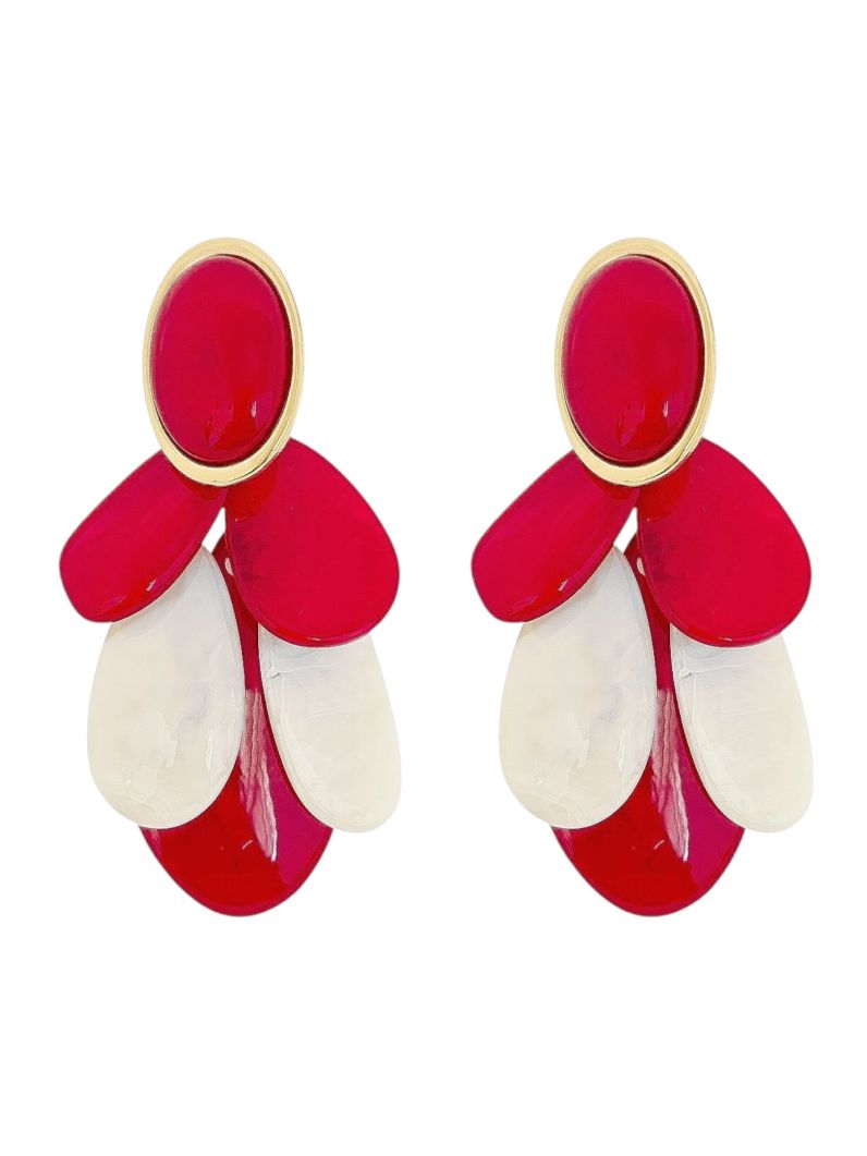 Brinco Folheado a Ouro 18k Flor Formas Resinadas