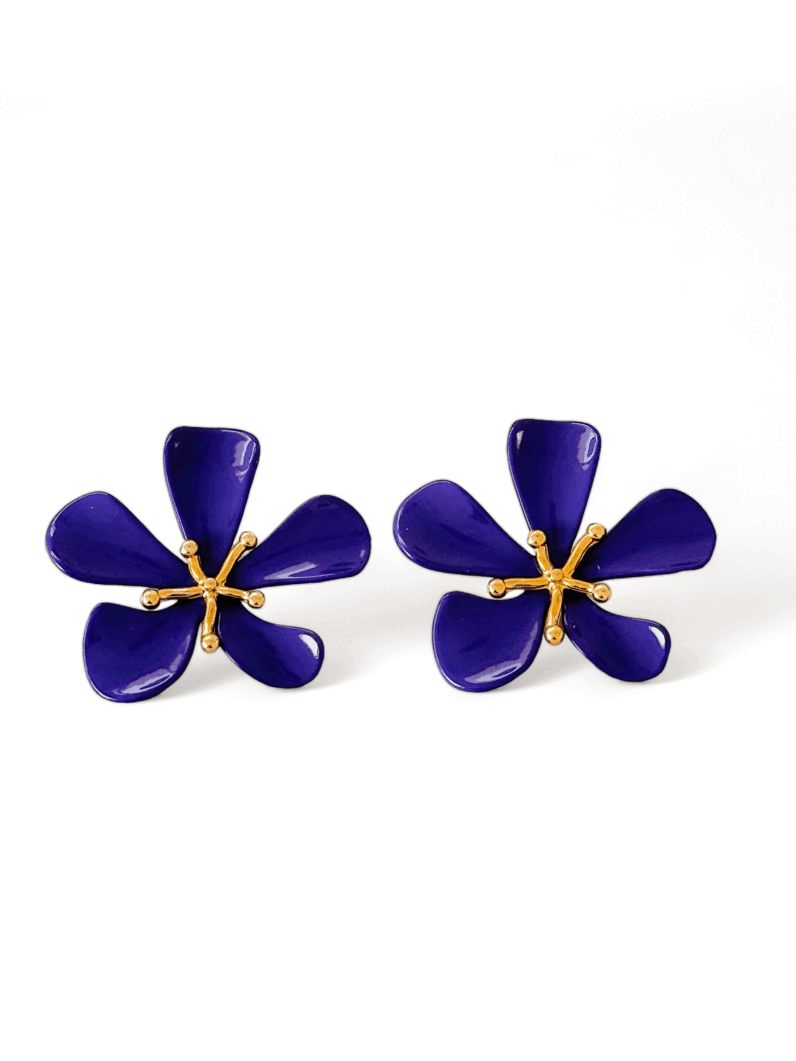 Brinco Folheado a Ouro 18k Flores Resinadas