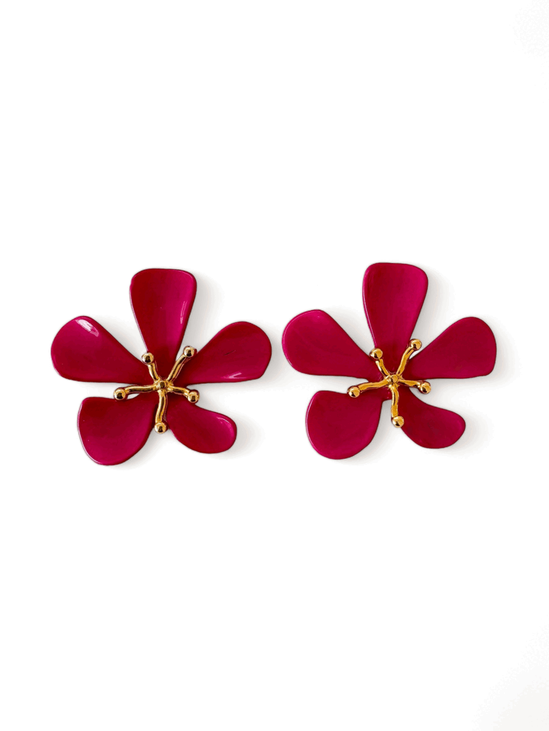Brinco Folheado a Ouro 18k Flores Resinadas