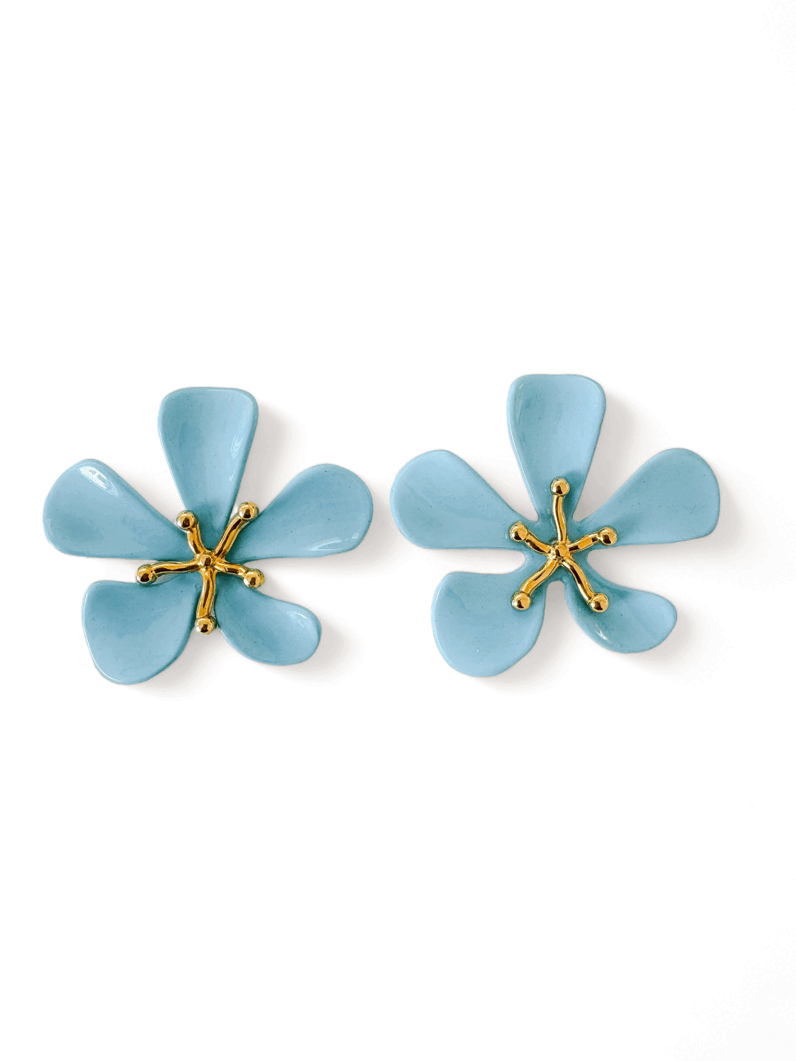 Brinco Folheado a Ouro 18k Flores Resinadas