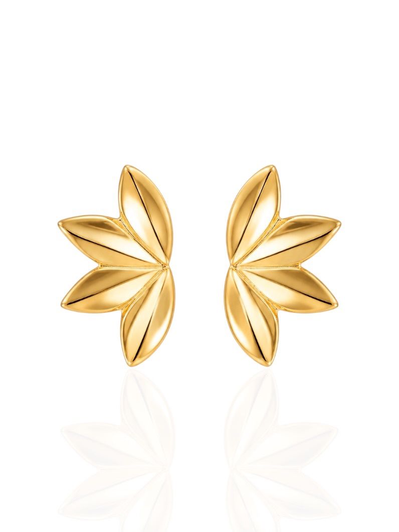 Brinco Folheado a Ouro 18k Folhas Lisas