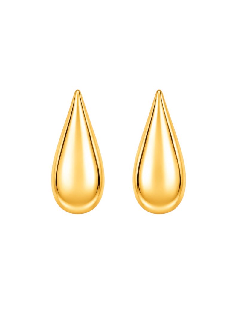 Brinco Folheado a Ouro 18k Gota Longa Lisa