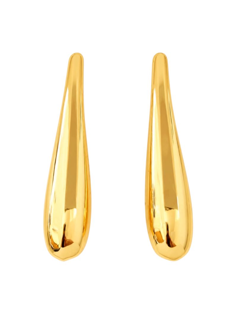 Brinco Folheado a Ouro 18k Gota Longa Lisa