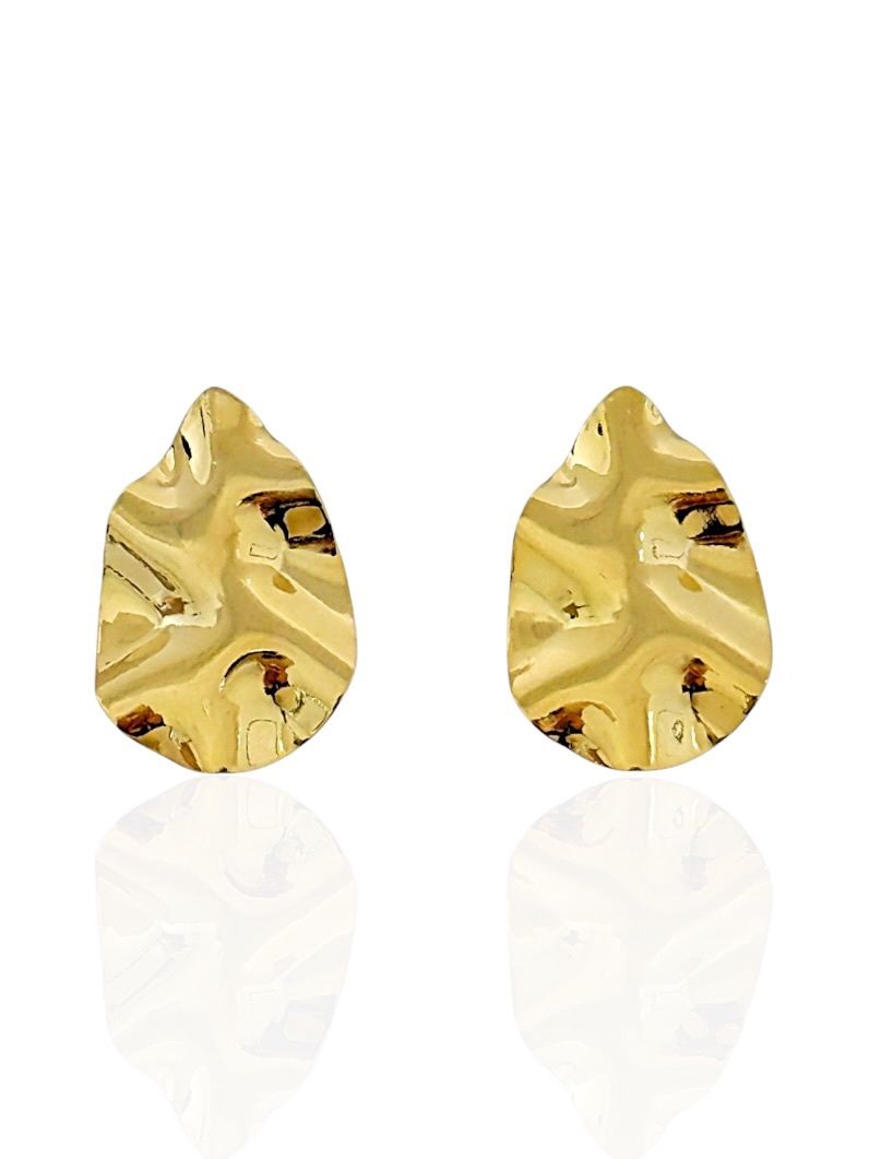 Brinco Folheado a Ouro 18k Gota Martelada