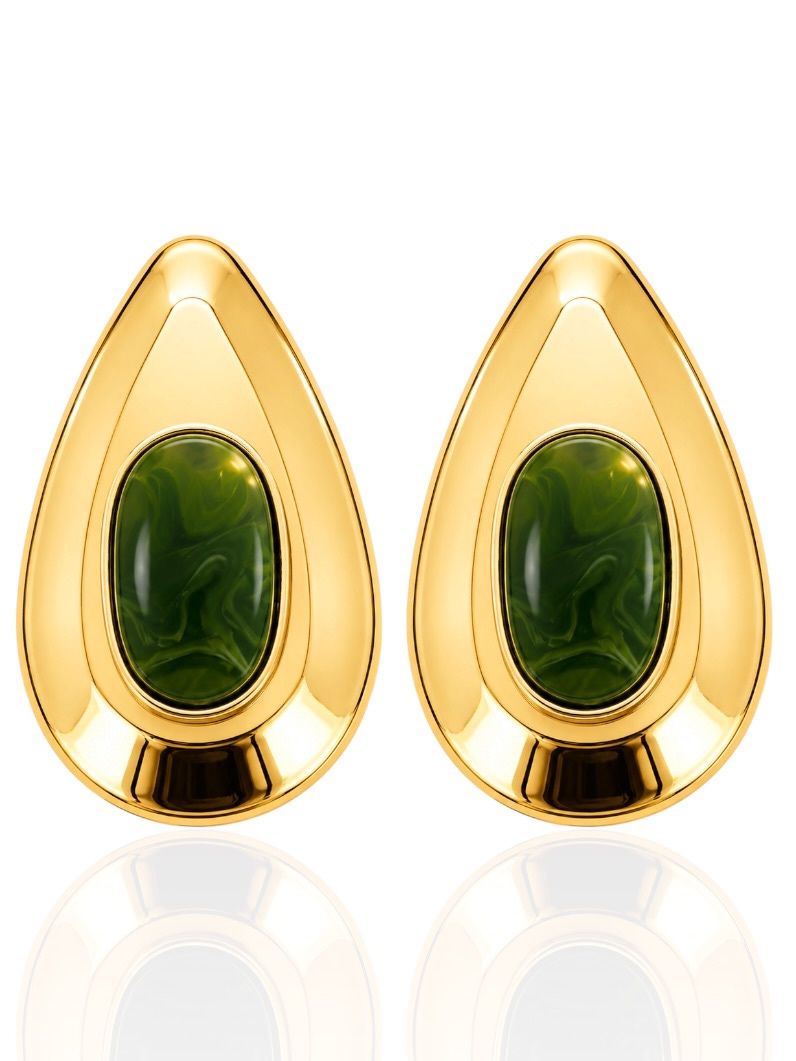 Brinco Folheado a Ouro 18k Gota Maxi Com Resina