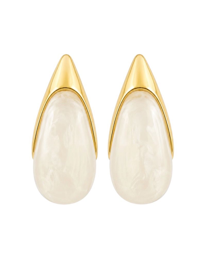 Brinco Folheado a Ouro 18k Gota Resinado Maxi