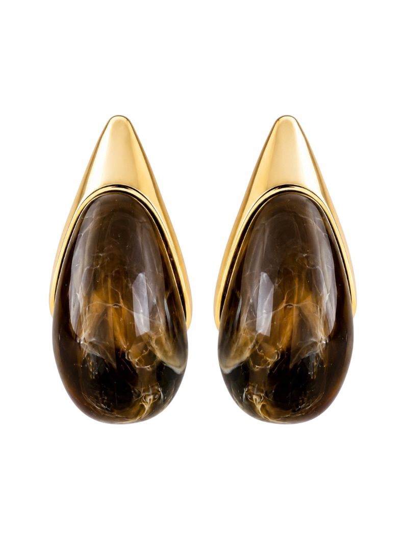 Brinco Folheado a Ouro 18k Gota Resinado Maxi