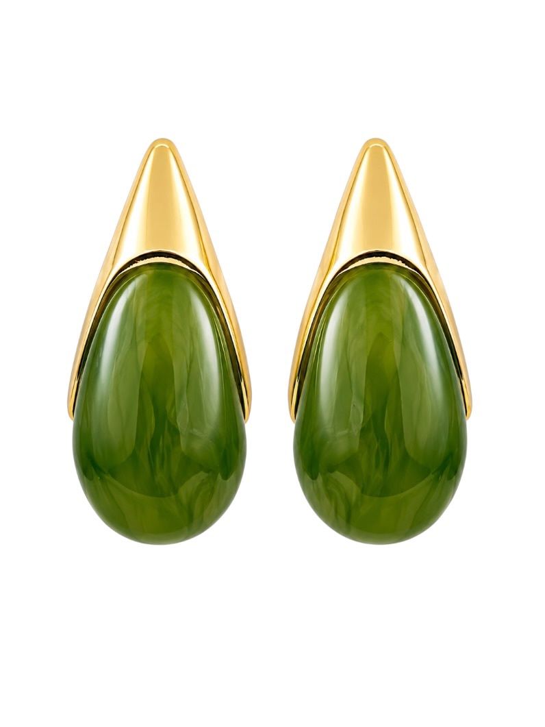 Brinco Folheado a Ouro 18k Gota Resinado Maxi
