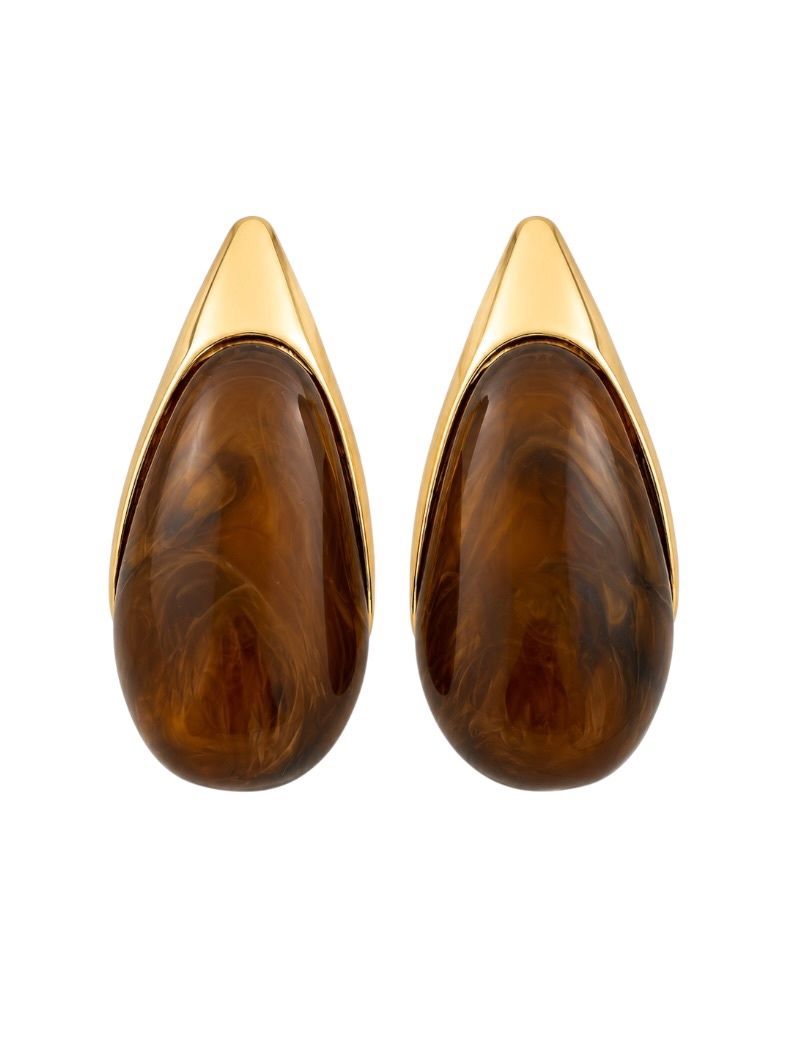 Brinco Folheado a Ouro 18k Gota Resinado Maxi