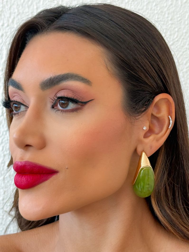 Brinco Folheado a Ouro 18k Gota Resinado Maxi