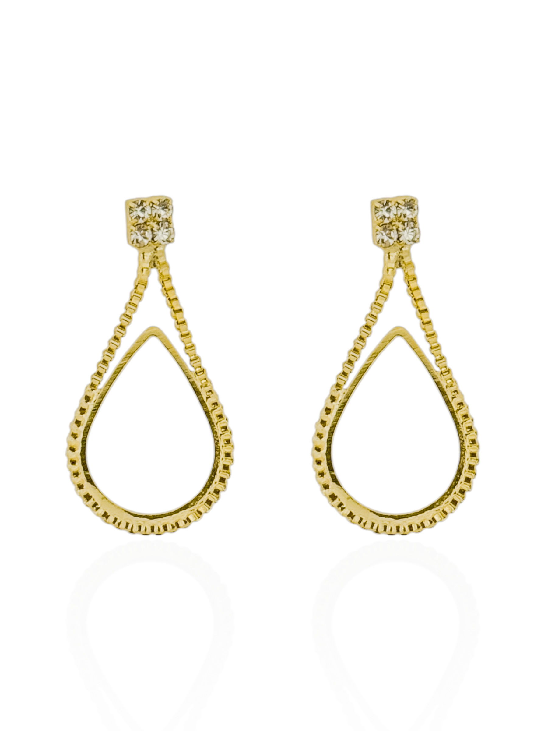 Brinco Folheado a Ouro 18k Gota Vazada