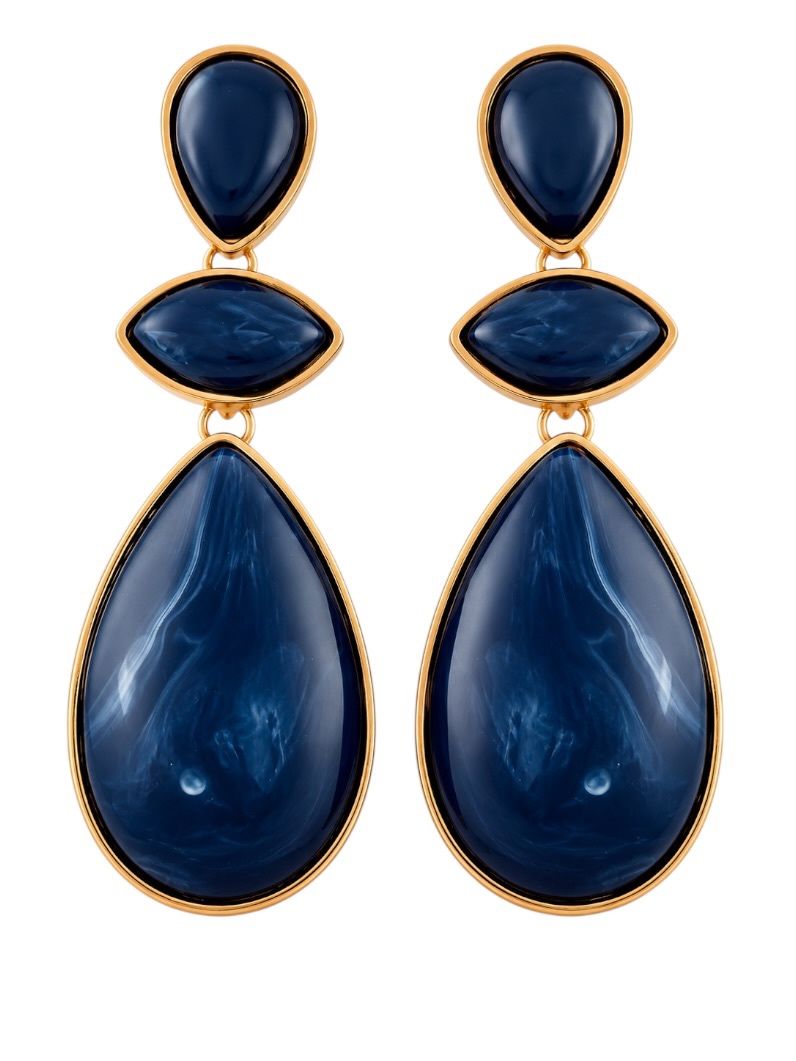 Brinco Folheado a Ouro 18k Gotas Resinados Longas