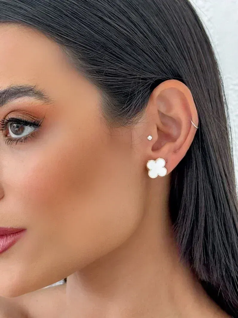 Brinco Folheado a Ouro 18k Inspiração Com resina