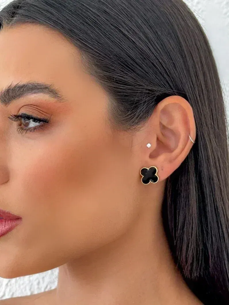 Brinco Folheado a Ouro 18k Inspiração Com resina