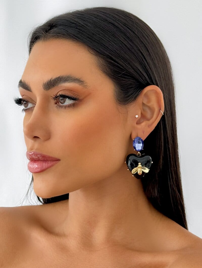 Brinco Folheado a Ouro 18k Maxi Coração Resinado (Inspiração)