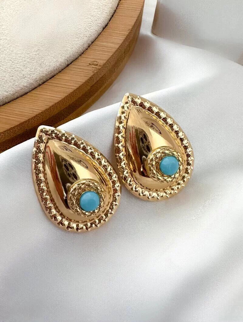 Brinco Folheado a Ouro 18K Maxi Gota com Cristal Central