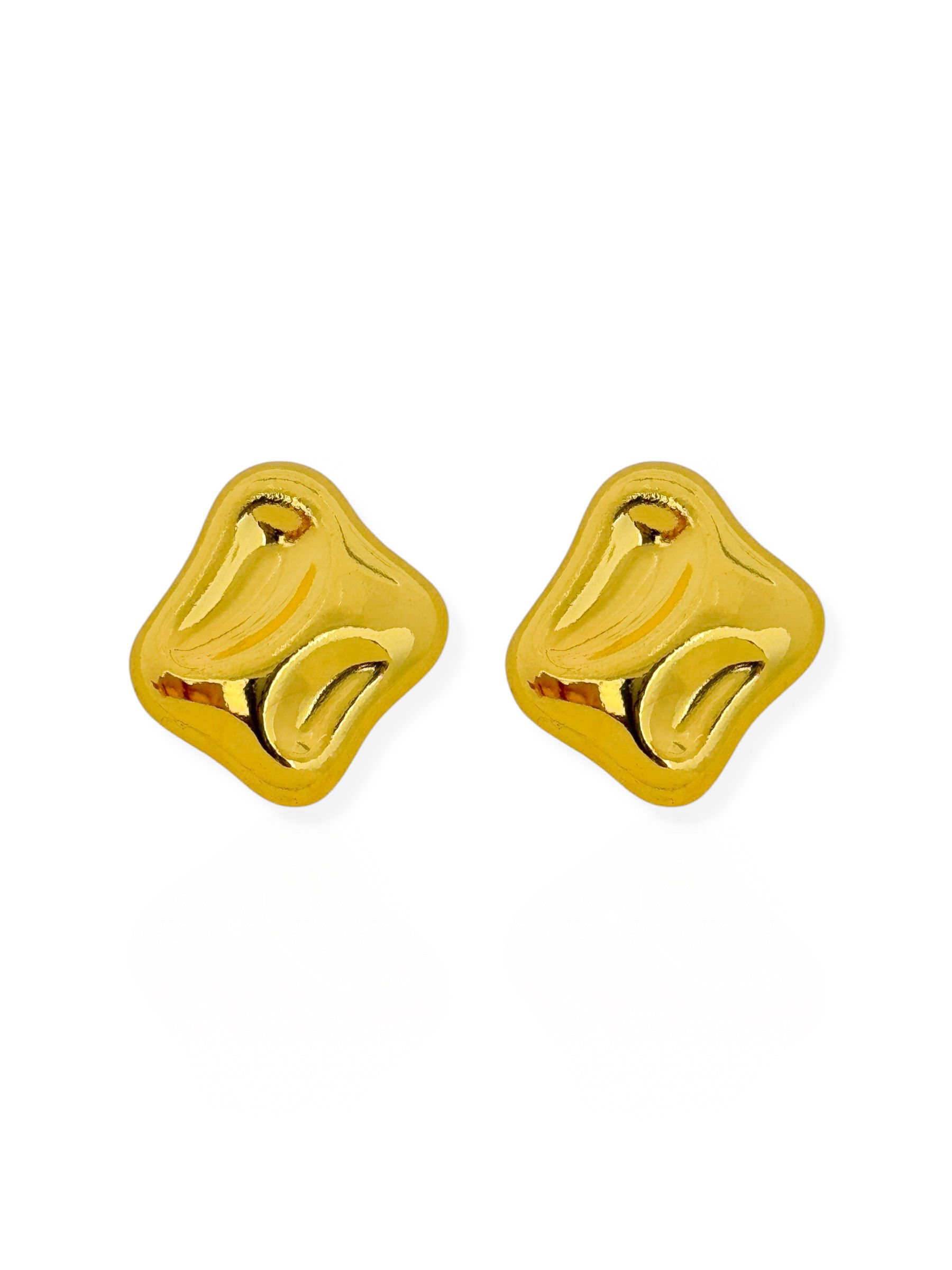 Brinco Em Aço Inoxidavel Ouro Orgânico Martelado