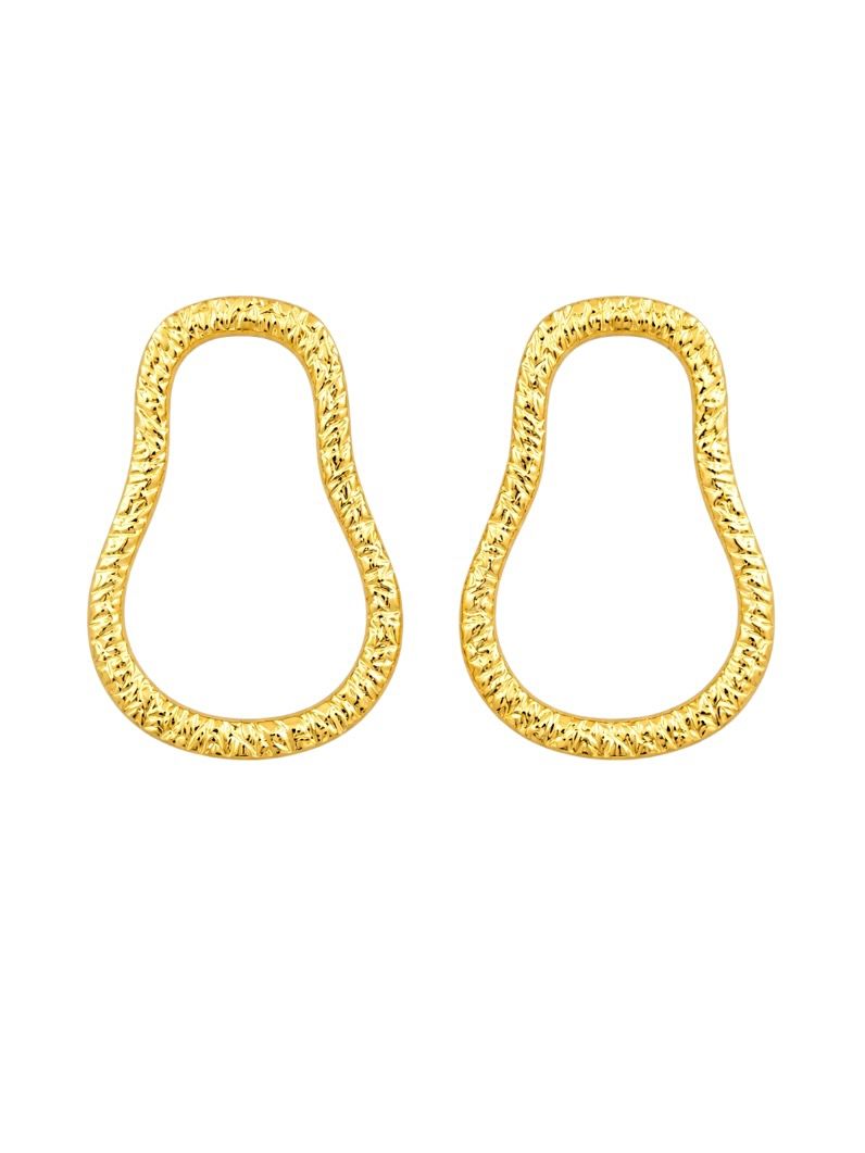 Brinco Folheado a Ouro 18k Organico Vazado e Texturizado