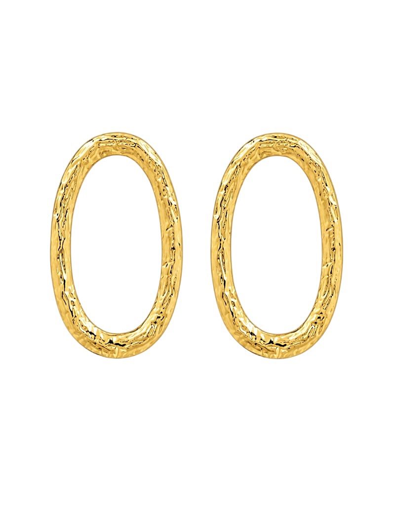 Brinco Folheado a Ouro 18k Oval e Texturizado