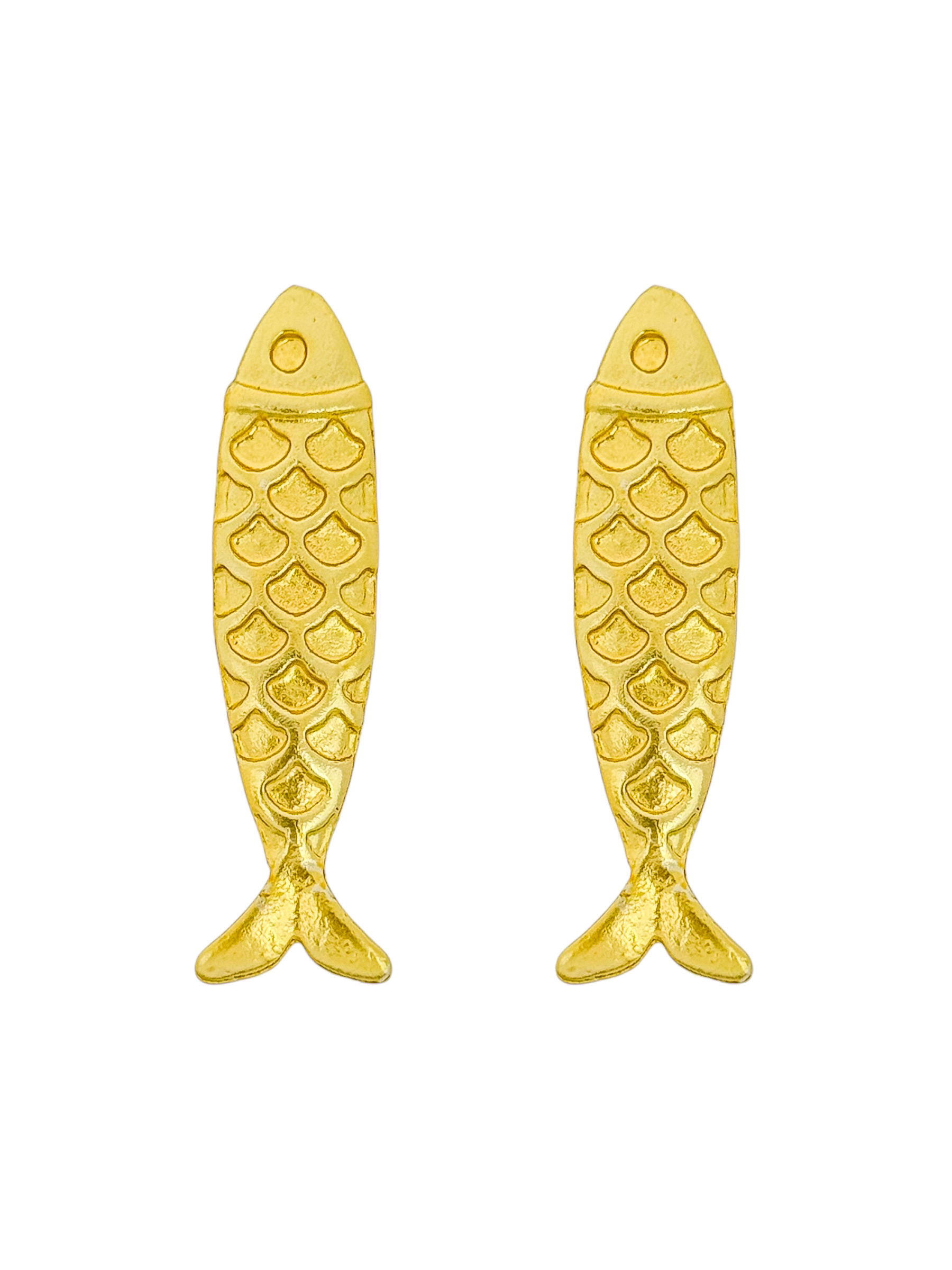 Brinco Folheado a Ouro 18k Peixe Escamas