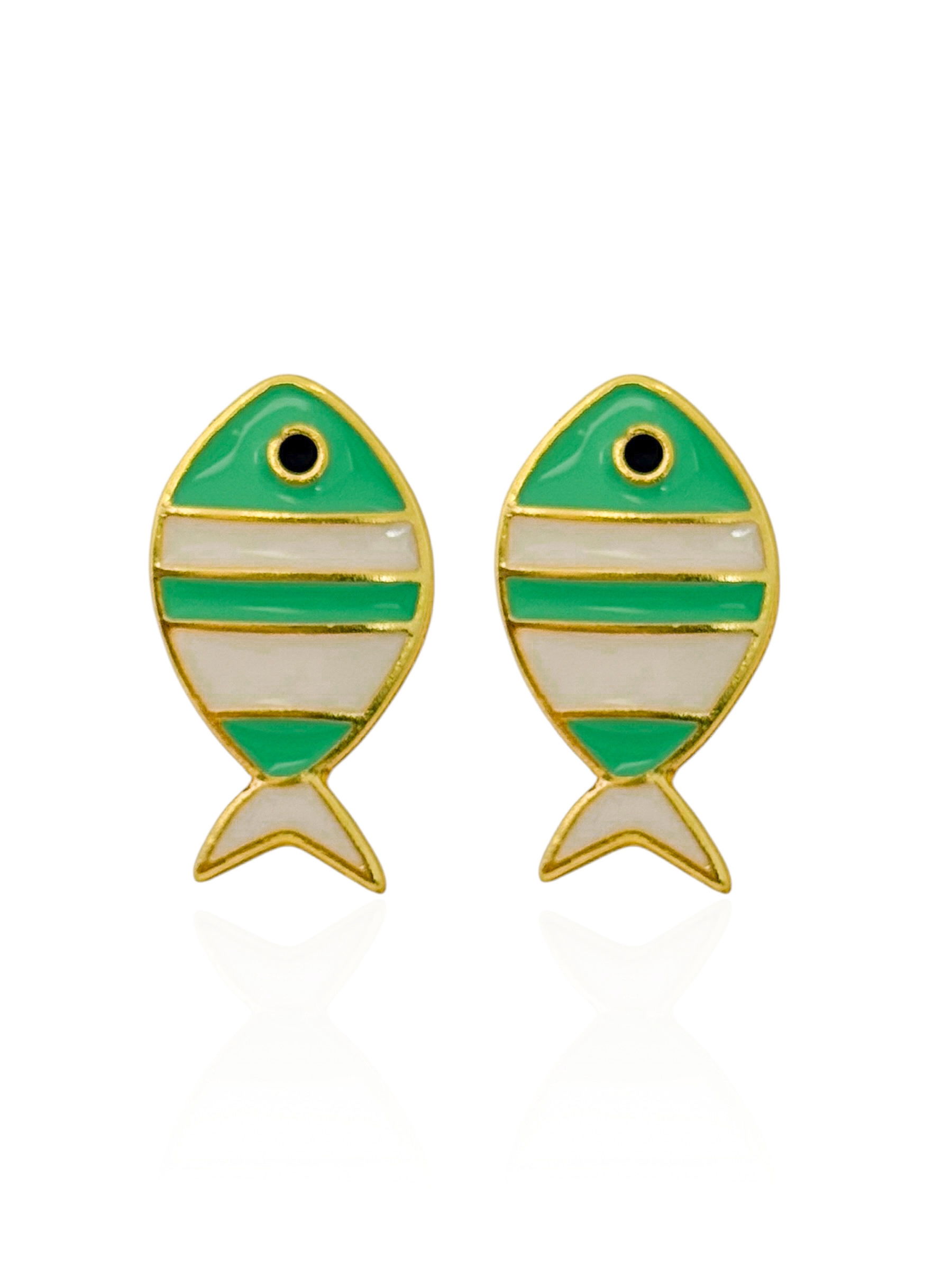 Brinco Folheado a Ouro 18k Peixe Resinado Colorido