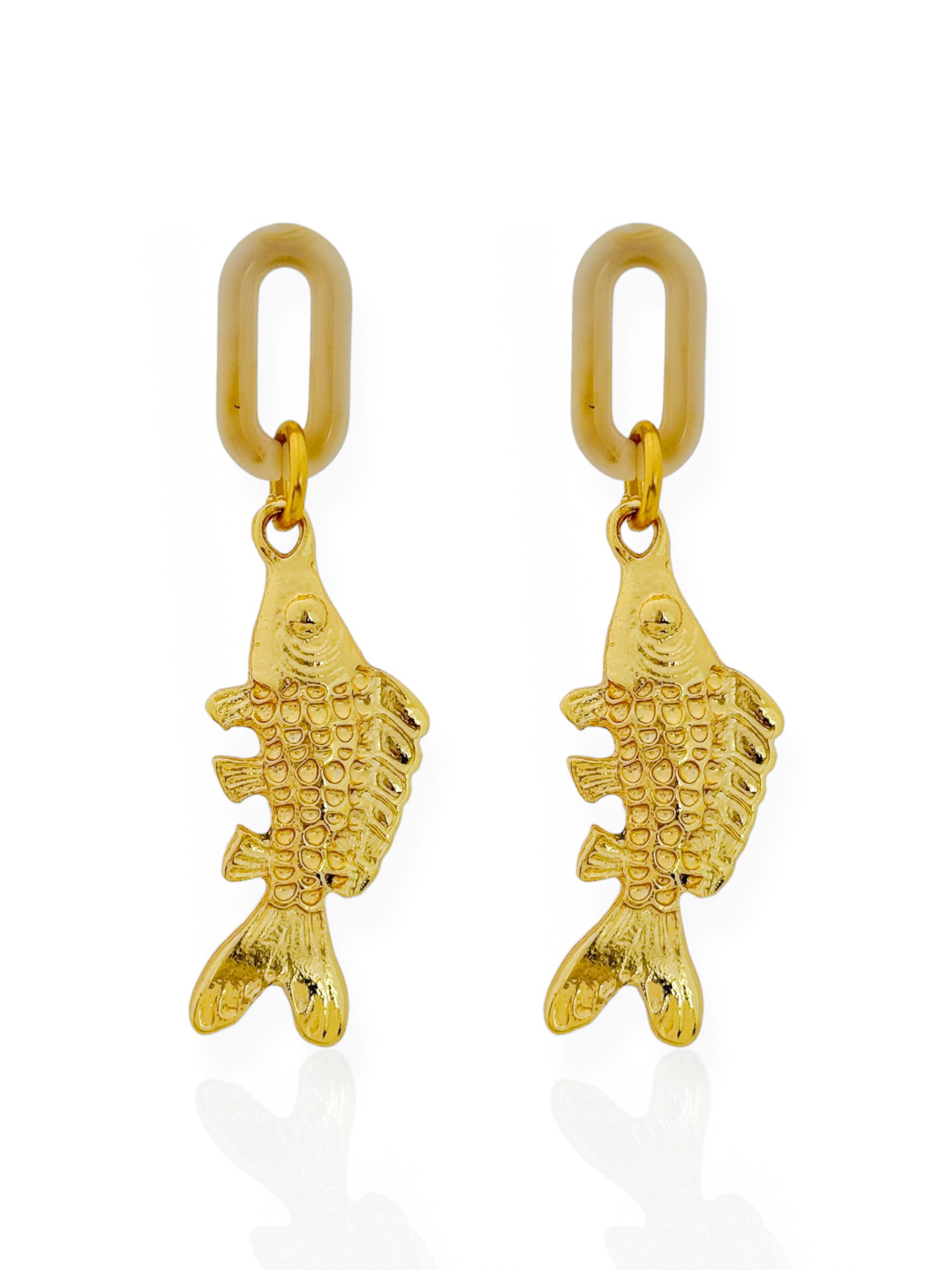 Brinco Folheado a Ouro 18k Ponteira Com Peixe