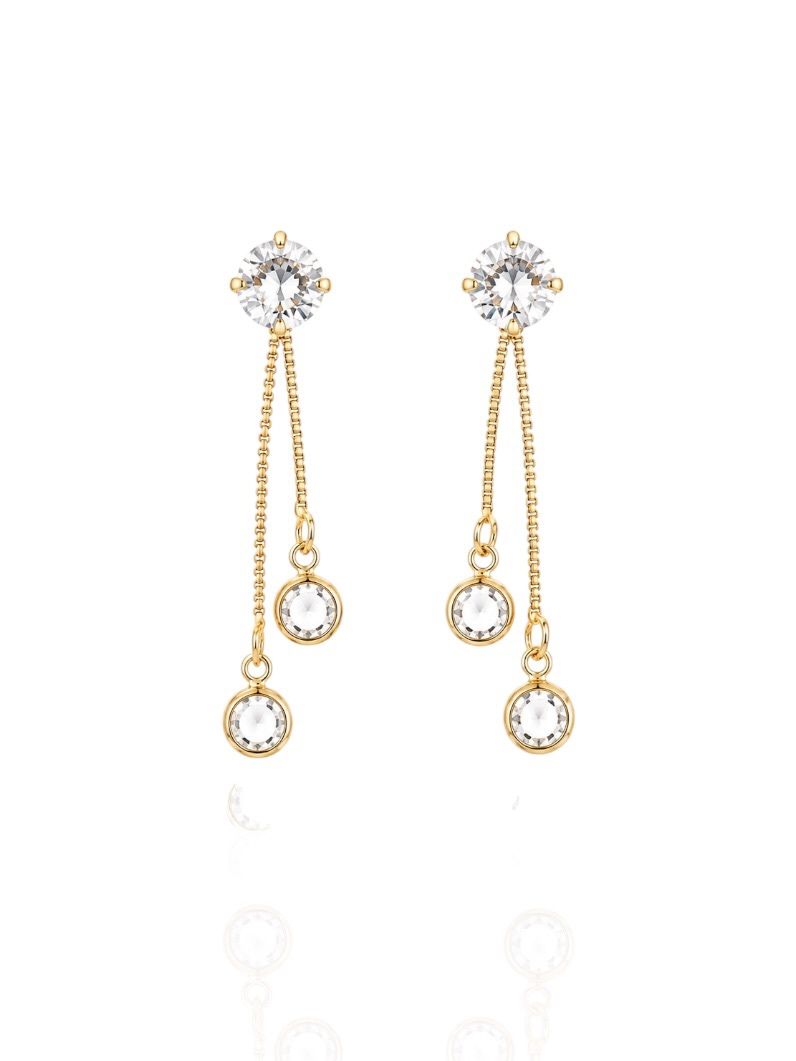 Brinco Folheado a Ouro 18k Ponto de Luz com Cristais