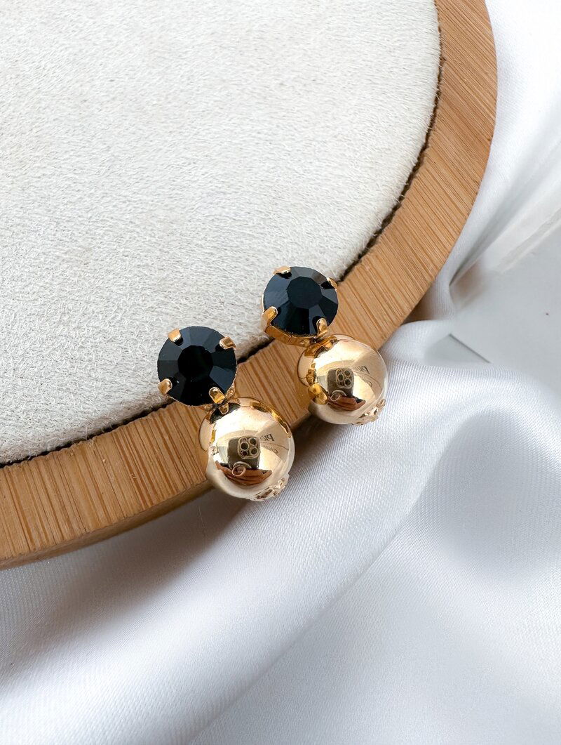 Brinco Folheado a Ouro 18K Ponto de Luz e Esfera