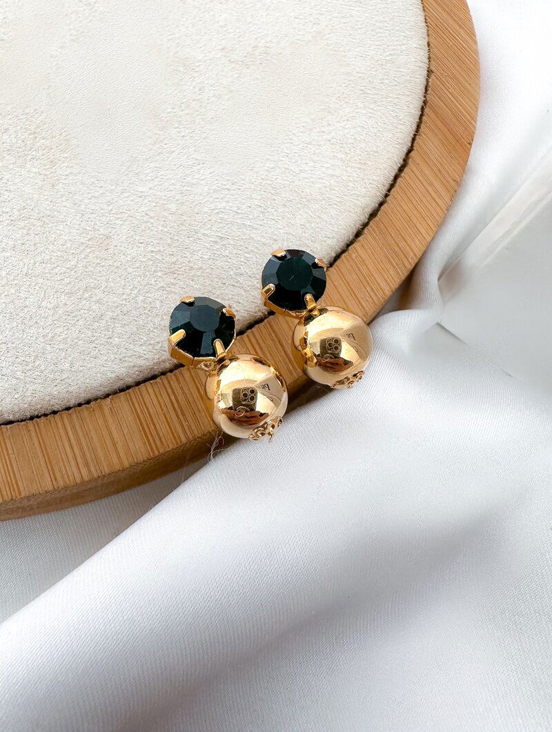 Brinco Folheado a Ouro 18K Ponto de Luz e Esfera