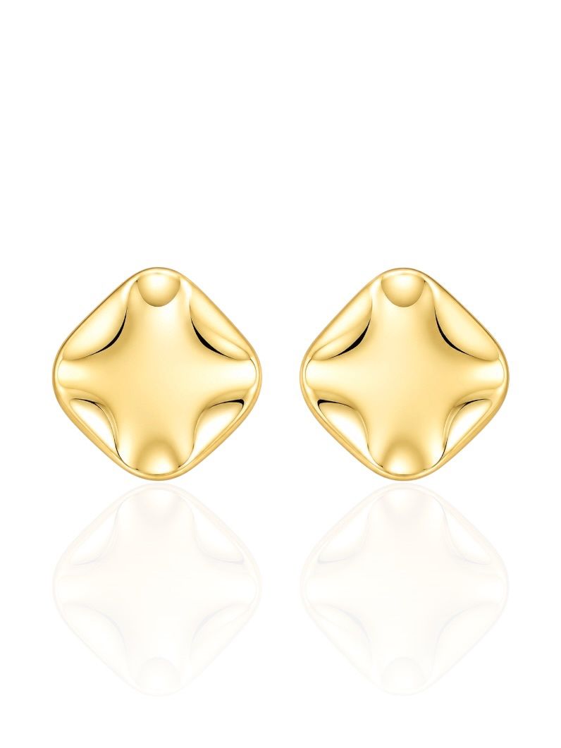 Brinco Folheado a Ouro 18k Quadrado Ondulado