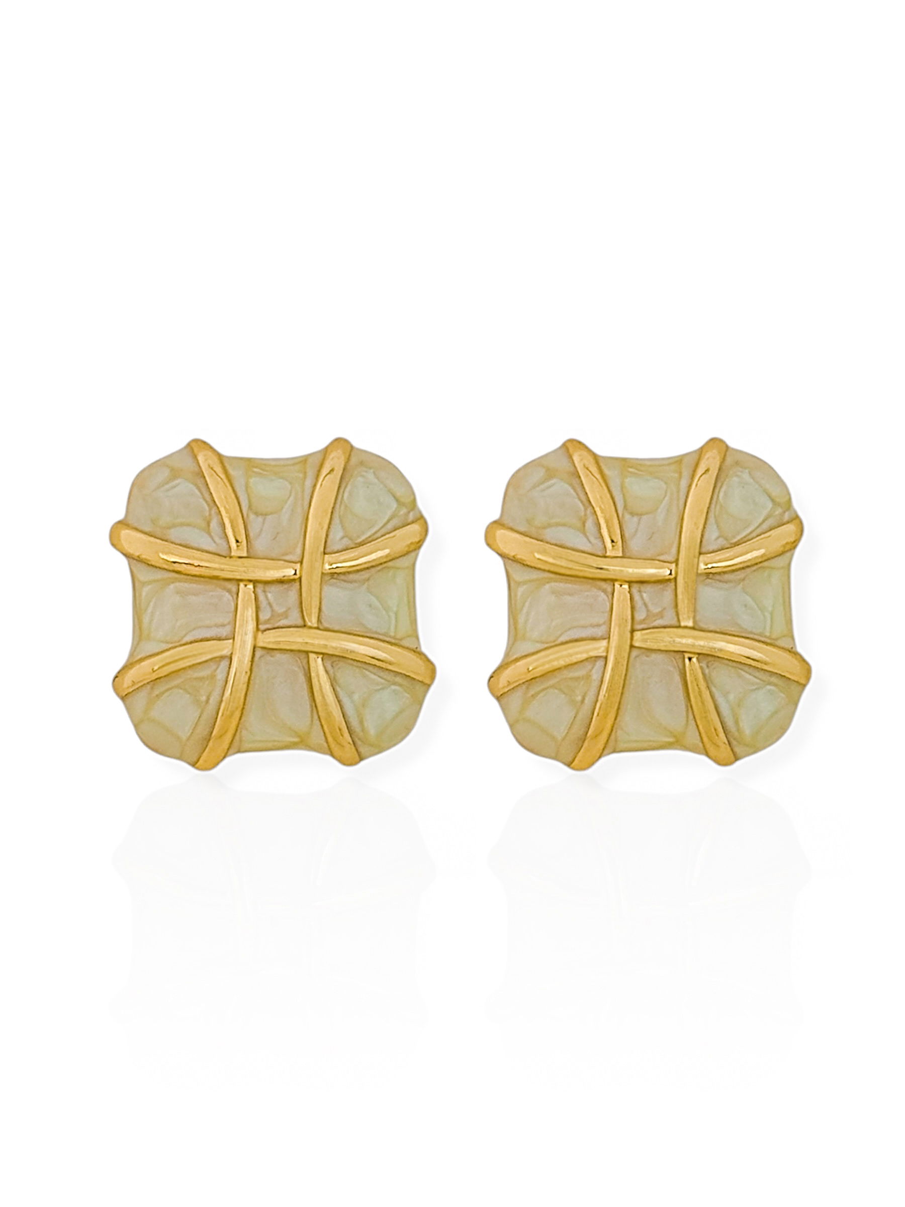 Brinco Folheado a Ouro 18k Quadrado Resinado