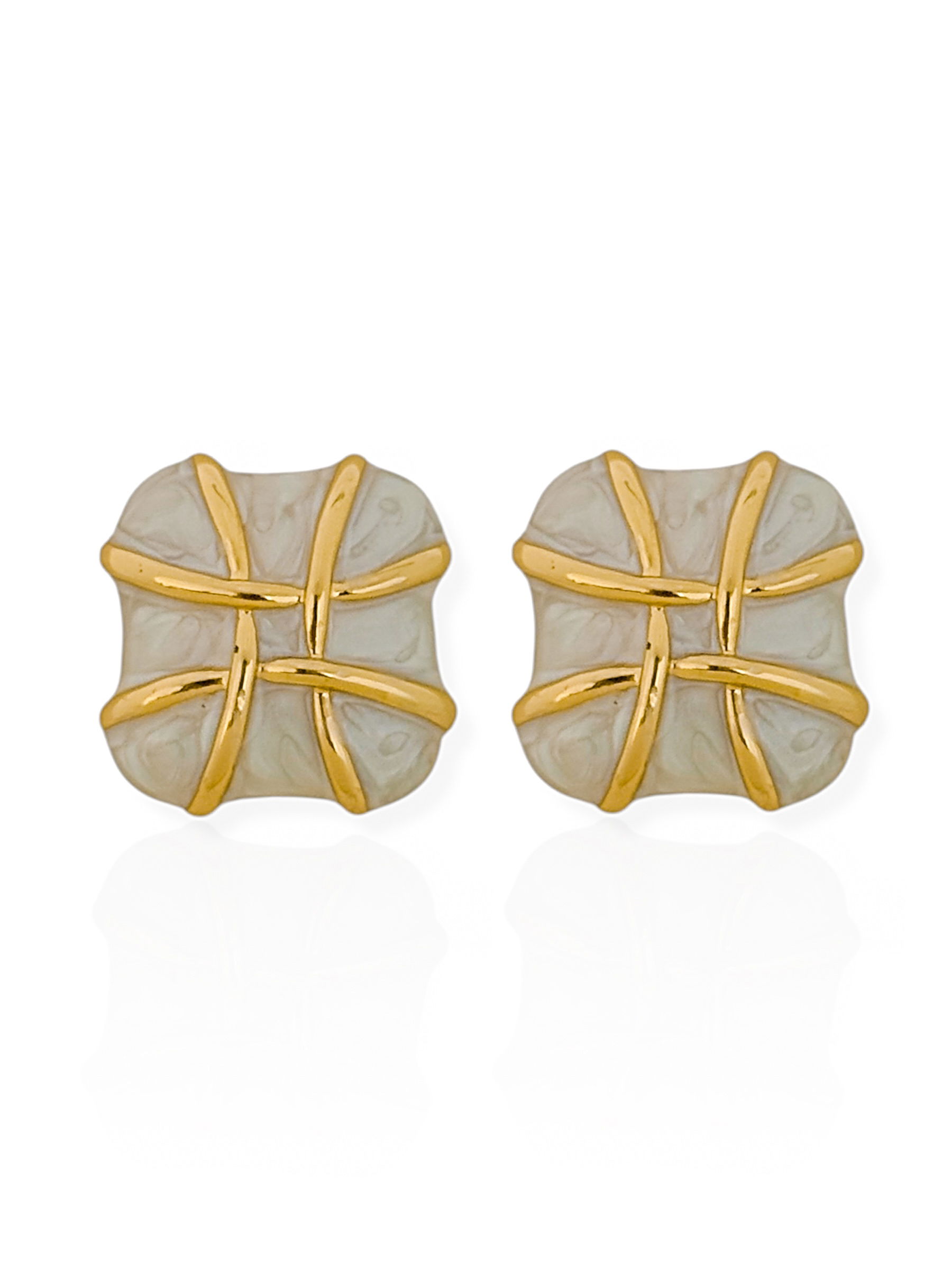 Brinco Folheado a Ouro 18k Quadrado Resinado