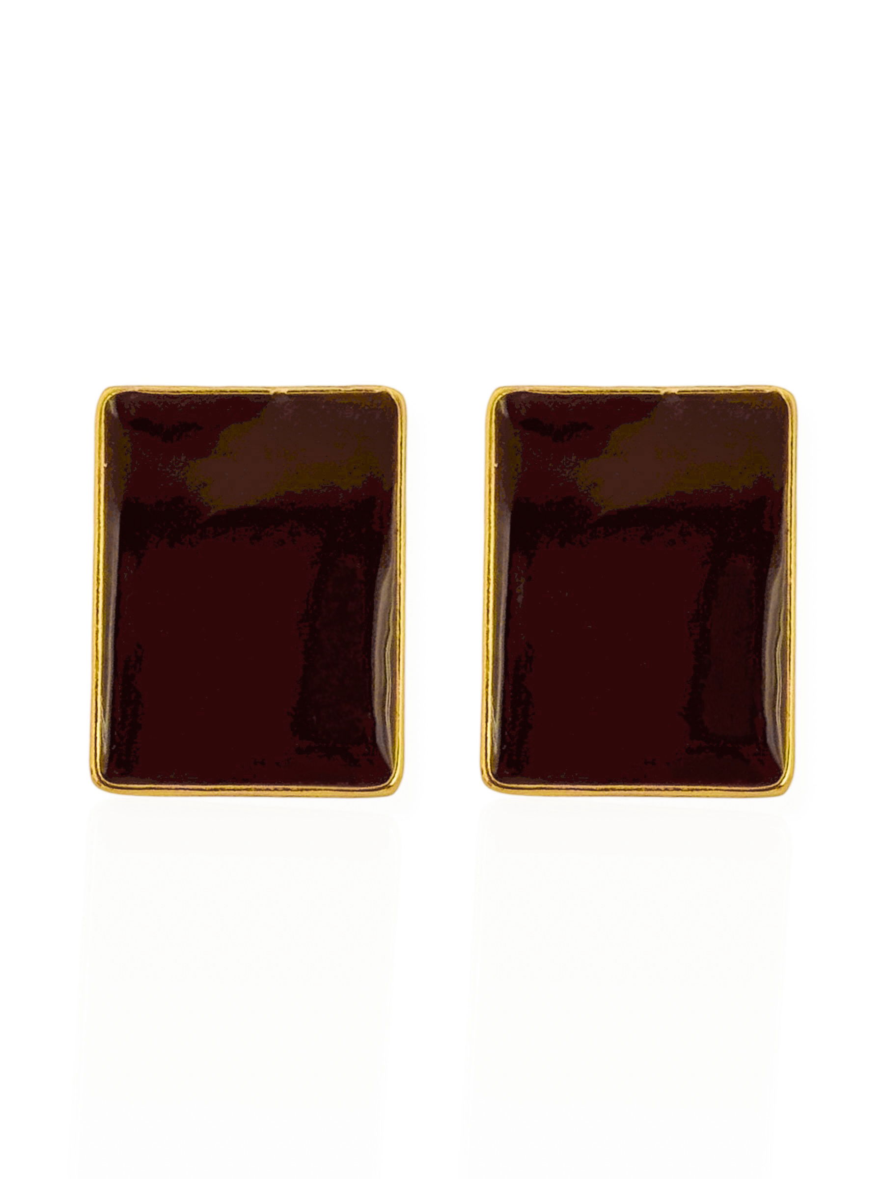 Brinco Folheado a Ouro 18k Quadrado Resinado