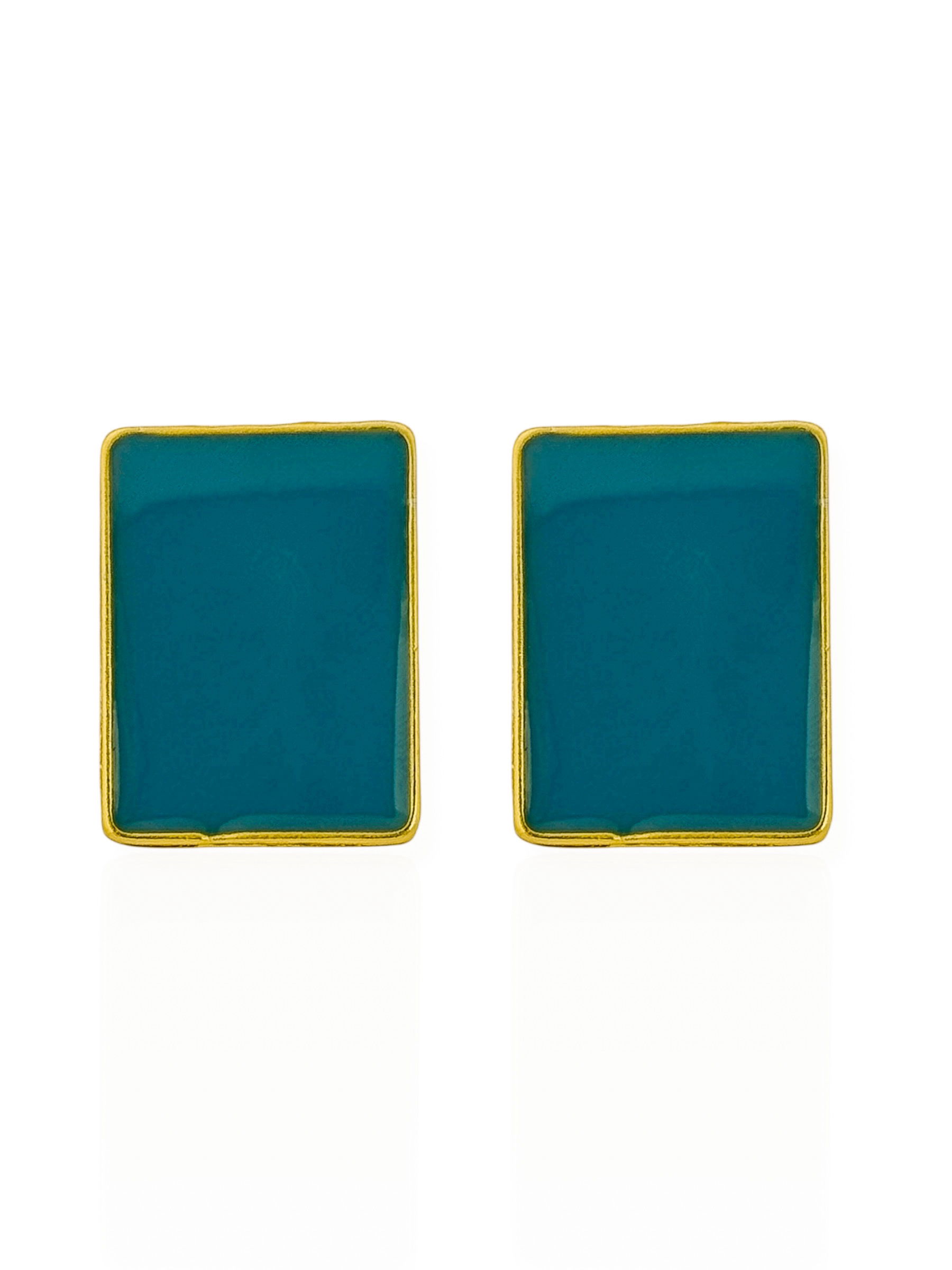 Brinco Folheado a Ouro 18k Quadrado Resinado