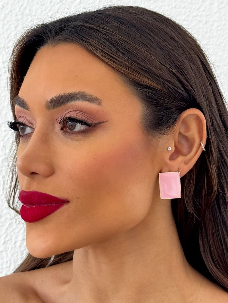 Brinco Folheado a Ouro 18k Quadrado Resinado