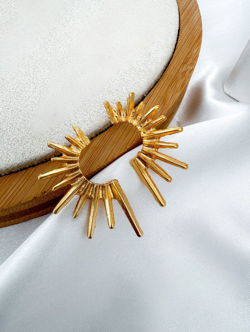 Brinco Folheado a Ouro 18k Raios de Sol