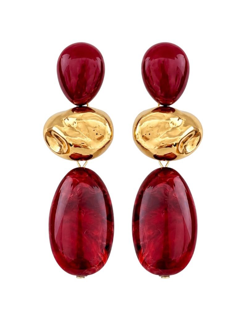 Brinco Folheado a Ouro 18k Reinado Longo Martelado